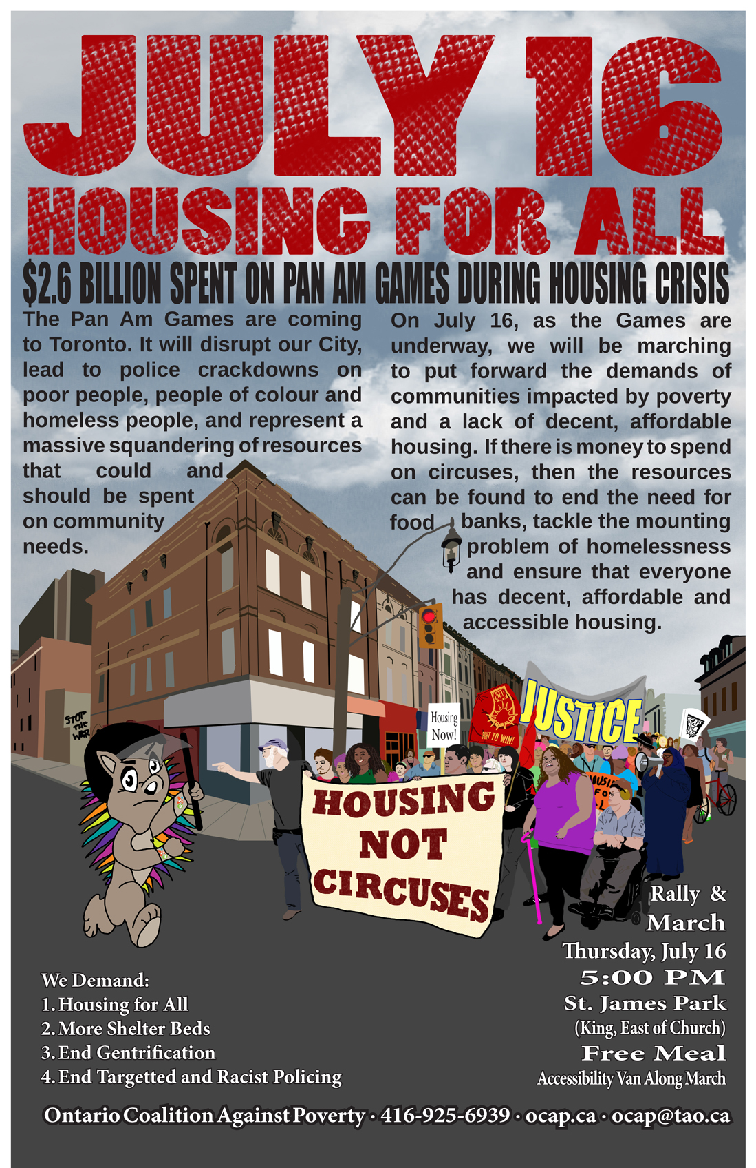 July 16: Housing For All - Anti Panam Games Poster, 2015